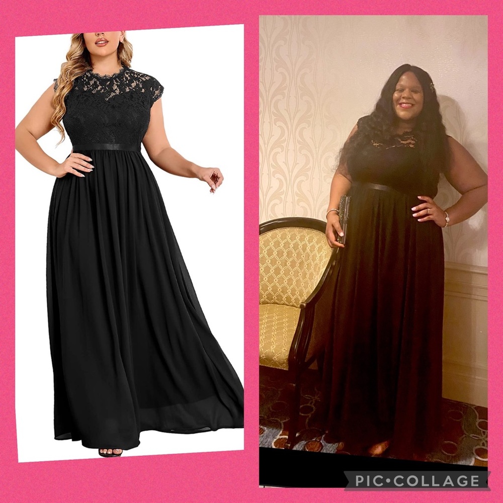 Black Miusol Women's Formal Floral Lace Plus Size Dress
